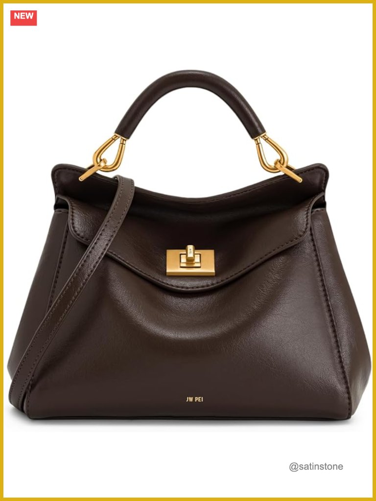 Vegan Leather Top Handle Crossbody Bag With Gold Hardware